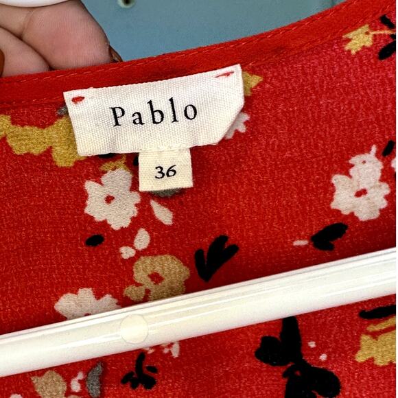 Pablo Parisian Floral Wrap Blouse Cropped Sz‎ 36 - Picture 3 of 4